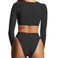 thumbnail image 3 of Women's Rash Guard Two Piece Swimsuit Long Sleeve Swim Shirt Bathing Suits High Waist Bikini Bottom Tankini Set UPF 50, 3 of 3