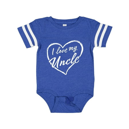 

Inktastic I Love My Uncle in White Chalk Heart Gift Baby Boy or Baby Girl Bodysuit