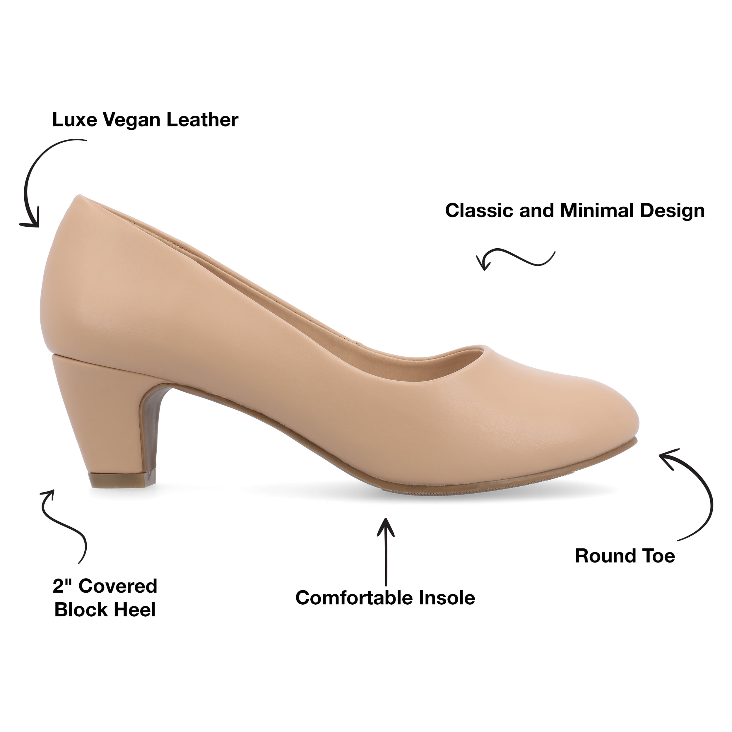 Journee Womens Luu Comfort Insole Round Toe Low Block Heel Pumps, Widths Available