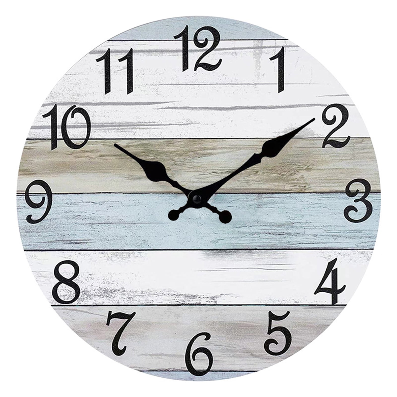 10 Inch Rustic Wooden Wall Clock Easy Installation Battery Operated Round, Silent, No