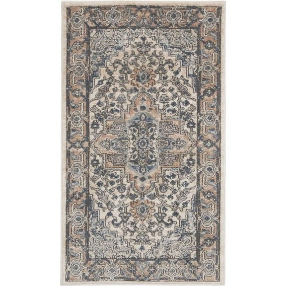 2 x 4 ft. Ivory & Grey Oriental Non Skid Area Rug