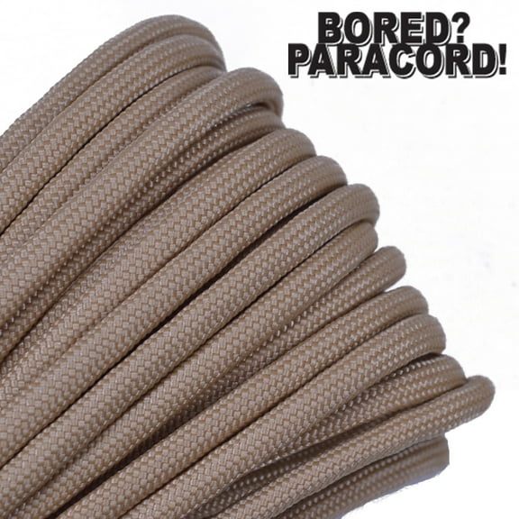 Bored Paracord Brand 550 lb Type III Paracord - Light Tan 100 Feet