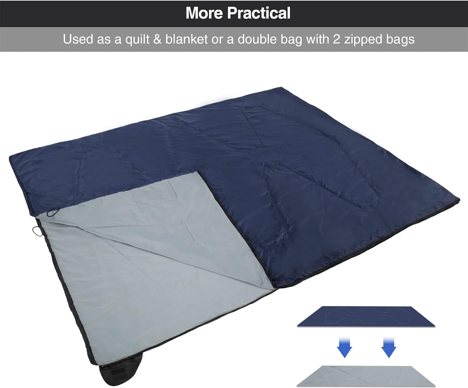 REDCAMP Ultra Light Weight Sleeping Bags for Adults, Zippered Compact Summer Sleeping Bags with Compression Sack for Backpacking Camping Hiking Travel, Navy Blue