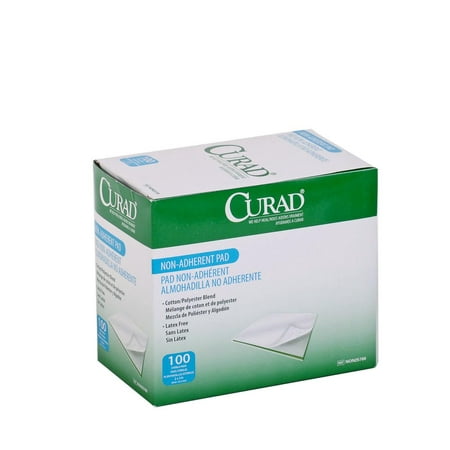 Curad Sterile Non-Adherent Pads 3 x 4 inch (Pack of 100) for gentle wound dressing and absorption without