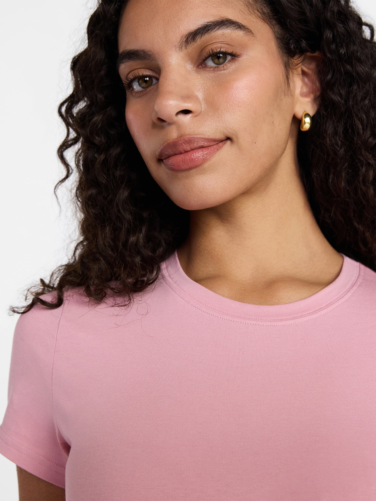 Time and Tru Women's Slim Fit Crewneck Tee with Short Sleeves, Sizes XS-XXXL