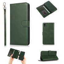 iPhone XR Case with Card Slots, Allytech Detachable Case Support Magnetic Car Mount Case with Lanyard Wallet Vegan Leather Shockproof Stand Case for iPhone XR 2018(6.1"), Green