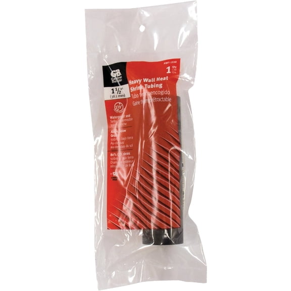 Gardner Bender HWT-1550 Heavy-Wall Heat-Shrink Tubing, 3:1 Shrink Ratio, 1 1/2 in. x 6 in., Black