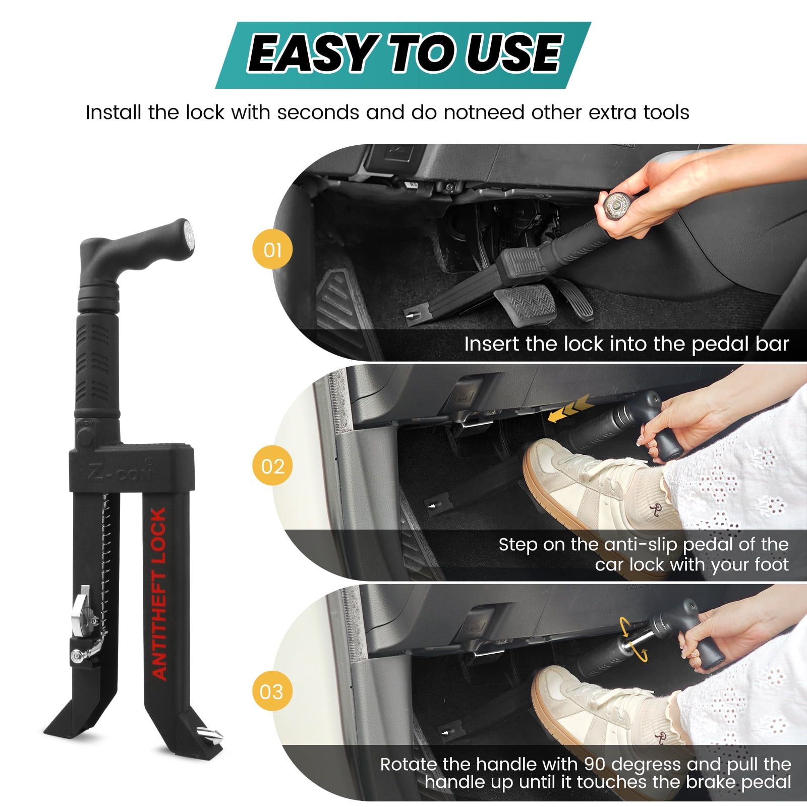 Brake Pedal Lock, Anti Theft Car Device Clutch Lock, Automotive