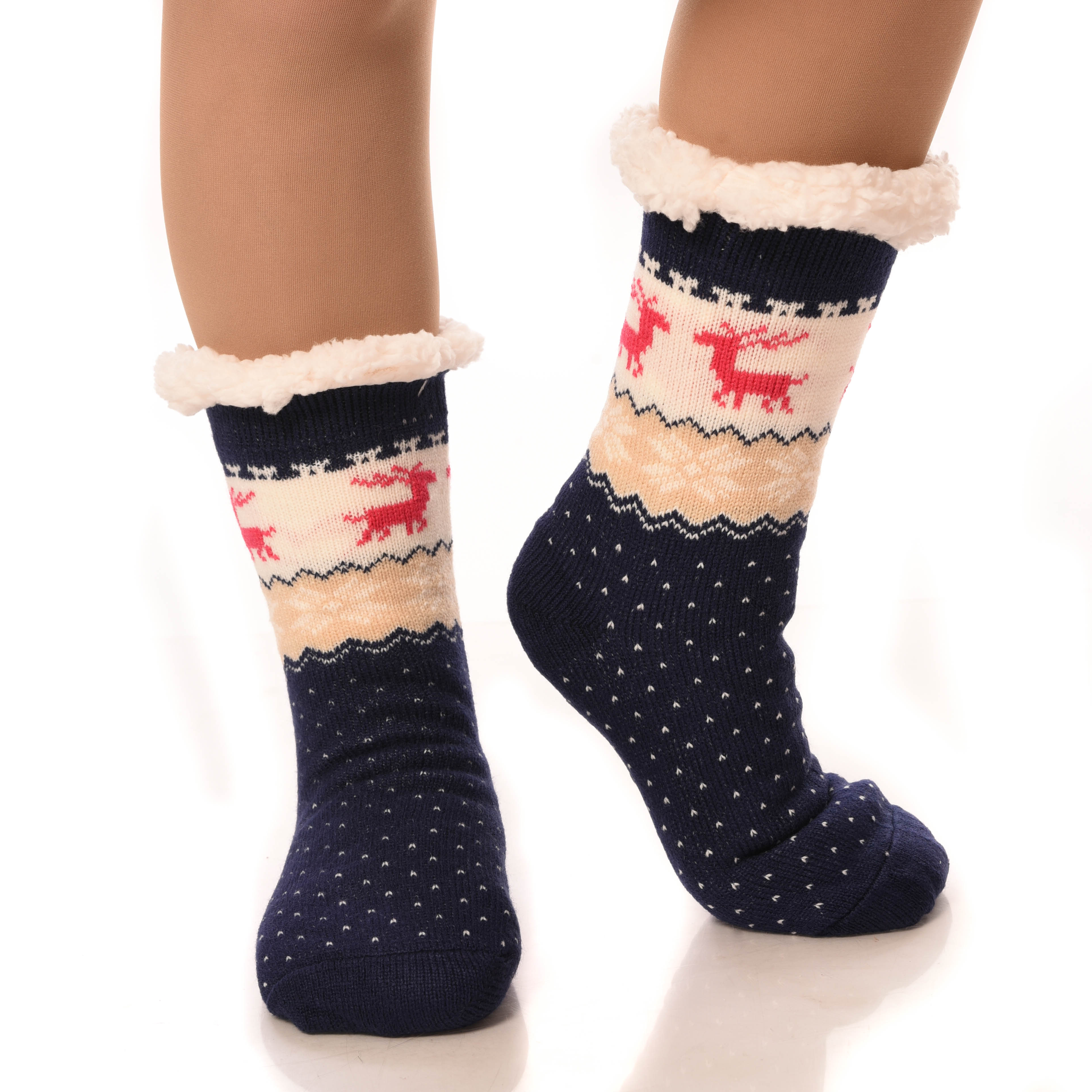 Debra Weitzner Womens Thermal Sherpa Socks Fleece Lined Fuzzy Gripper