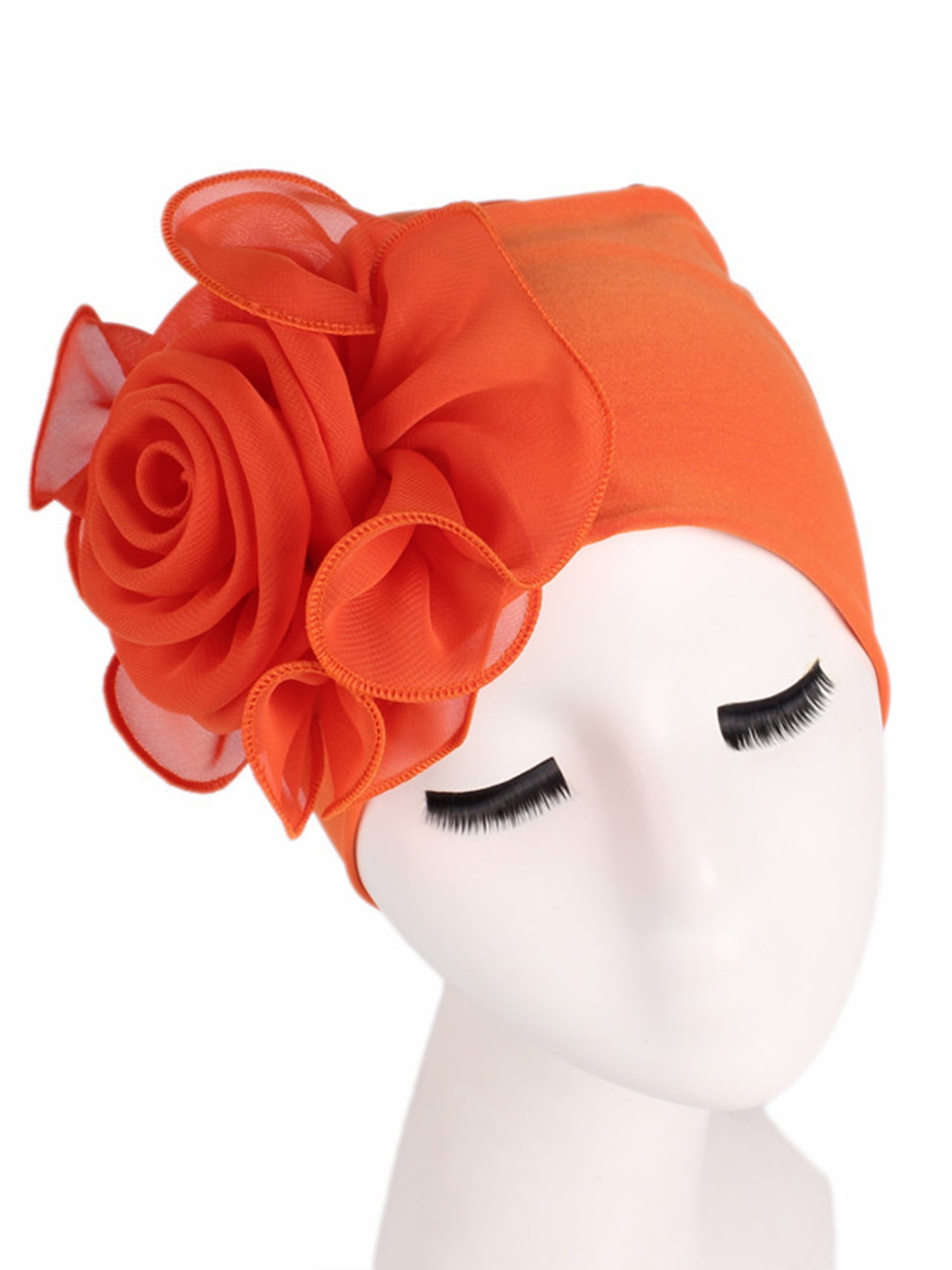 Womens Pretied Headscarf Hair Loss Cap Chemo Turban w/Rhinestone Flower Accent 