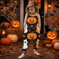 thumbnail image 2 of Gunia Toddler Girl Halloween Outfit Flannel Pumpkin Kids Suspender Romper Loose Harem Style Jumpsuit Festive Party Outfits Black 1-2 Years, 2 of 5