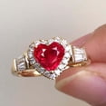 thumbnail image 3 of Hyasfey Wedding Ring Gorgeous Electroplating Retro Gift Golden Love Heart Rhinestone Finger Ring Fashion Jewelry, 3 of 8
