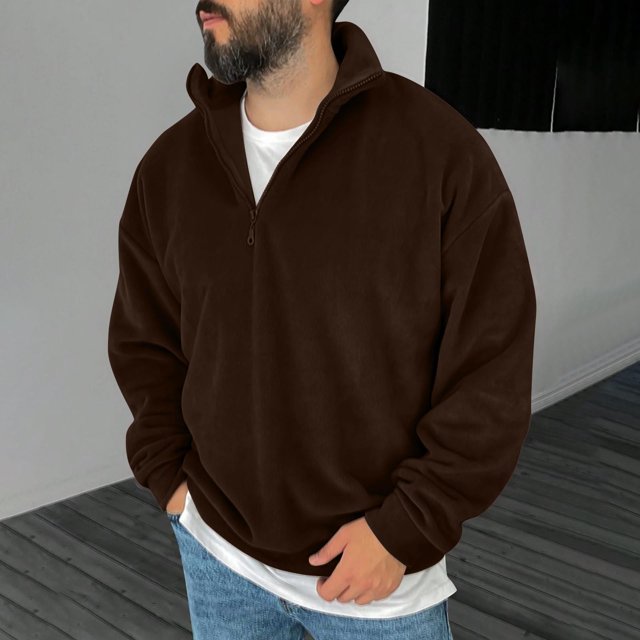 Blusa y camisa de manga larga con cuello alto para hombre, informal, a la moda, lisa, con cuello alto, sudadera de manga larga, blusa de poliéster para hombre
