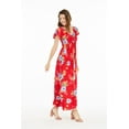 thumbnail image 2 of Women's Hawaiian Maxi Ruffle Sleeve Dress in Hibiscus Red, 2 of 5