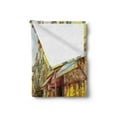 thumbnail image 2 of Oil Painting Soft Flannel Fleece Throw Blanket, Street in the Old Town Antibes Scene European Cityscape Historic Houses, Cozy Plush for Indoor and Outdoor Use, 50" x 70", Multicolor, by Ambesonne, 2 of 5