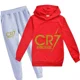 thumbnail image 3 of Ropa para niños Sudadera con capucha y pantalones Traje para niño de 3 a 12 años Sudadera de primavera y otoño Chándal de fútbol CR7 Traje deportivo para vacaciones para niños, 3 of 5
