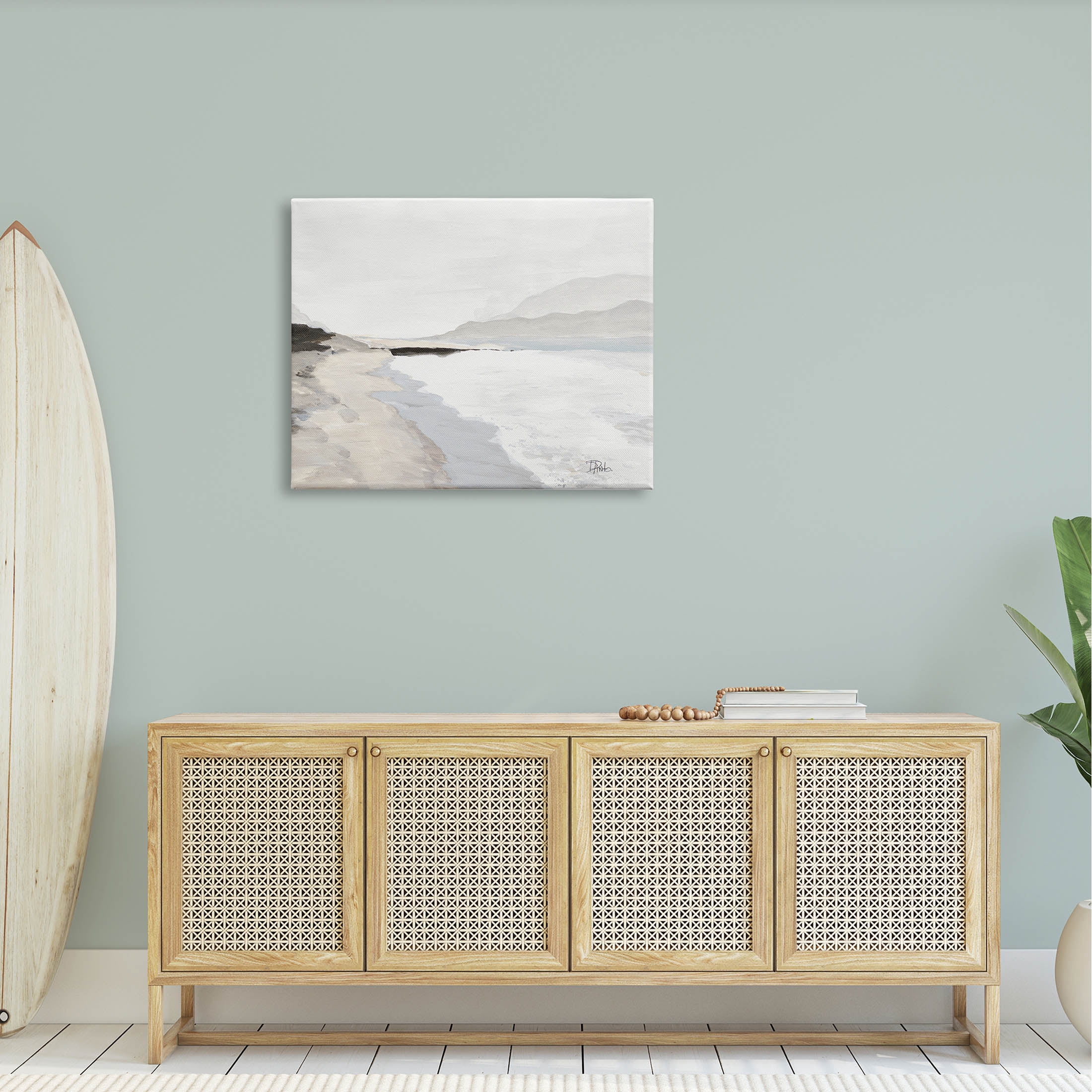 Beach Foam Coastal Shore Coastal Painting Gallery Wrapped Canvas Print Wall Art
