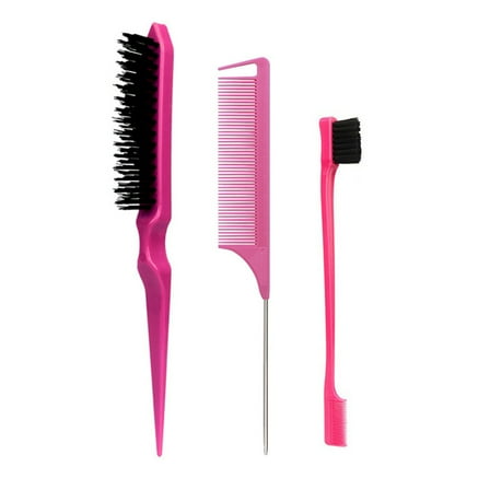 UNTERING 3Pieces Hair Styling Comb Set Teasing Hair Brush Tail Comb Edge Brush for Edge Back Brushing Combing Slicking Hair