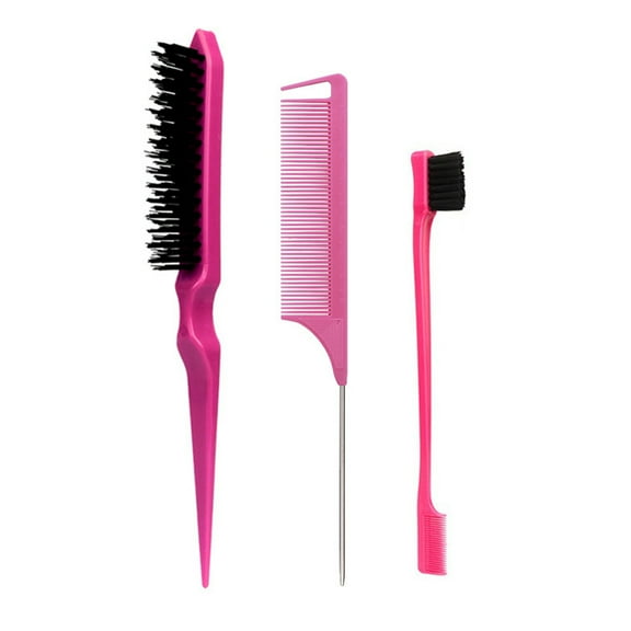 UNTERING 3Pieces Hair Styling Comb Set Teasing Hair Brush Tail Comb Edge Brush for Edge Back Brushing Combing Slicking Hair