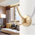 thumbnail image 4 of Tofiigrem Ganchos de pared dorados, paquete de 6 ganchos para batas, ganchos de baño dobles de metal resistente, ganchos para toallas de mano montados en la pared para cubículo, baño, cocina, armario,, 4 of 5