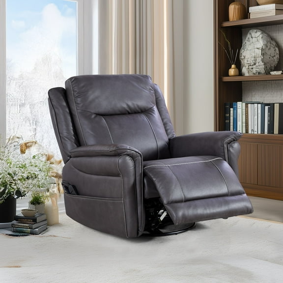 MAYEERTY Motor 240°Swivel Rocker Recliner Chair with Massage & Heat, Infinite Positions & Extendable Footrest