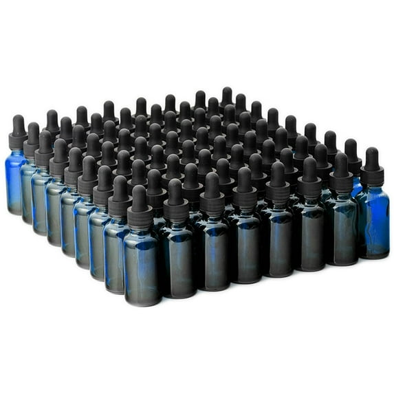 7 COLORS AVAILABLE - The Bottle Depot Bulk 72 Pack 1 oz Cobalt Blue Glass Bottles With Dropper; Wholesale Quantity for Essential Oils, Serums with Pretty Finish to Protect and Preserve Quality