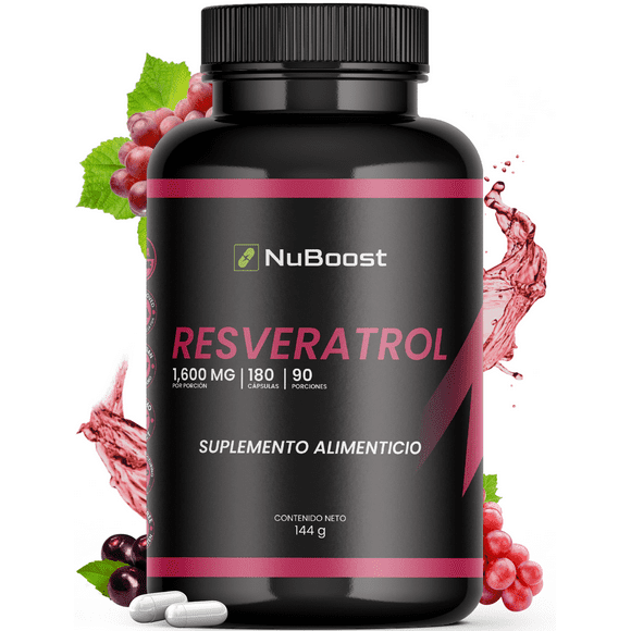 NuBoost Resveratrol 800 mg con Vitamina C Cápsulas de Raw Resveratrol Puro