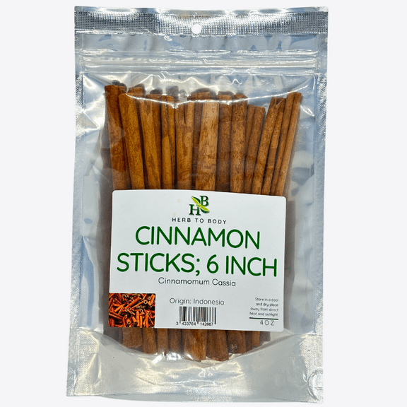 Herb To Body Cinnamon Sticks | 6 Inches | Cinnamomum Cassia | Wildcrafted | 4oz