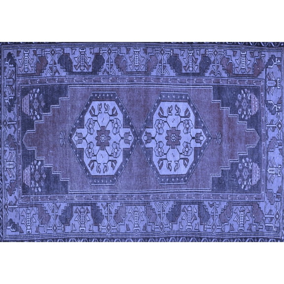 Ahgly Company Indoor Rectangle Persian Blue Traditional Area Rugs, 5' x 7'