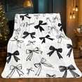 thumbnail image 4 of Personalized Name Minimalist Black White Bow Throw Blanket, Lightweight Cozy Warm Digital Print Fabric, for Sofa/Travel/Camping/Living Room/Office/Chair, Home Bedding, 4 of 11