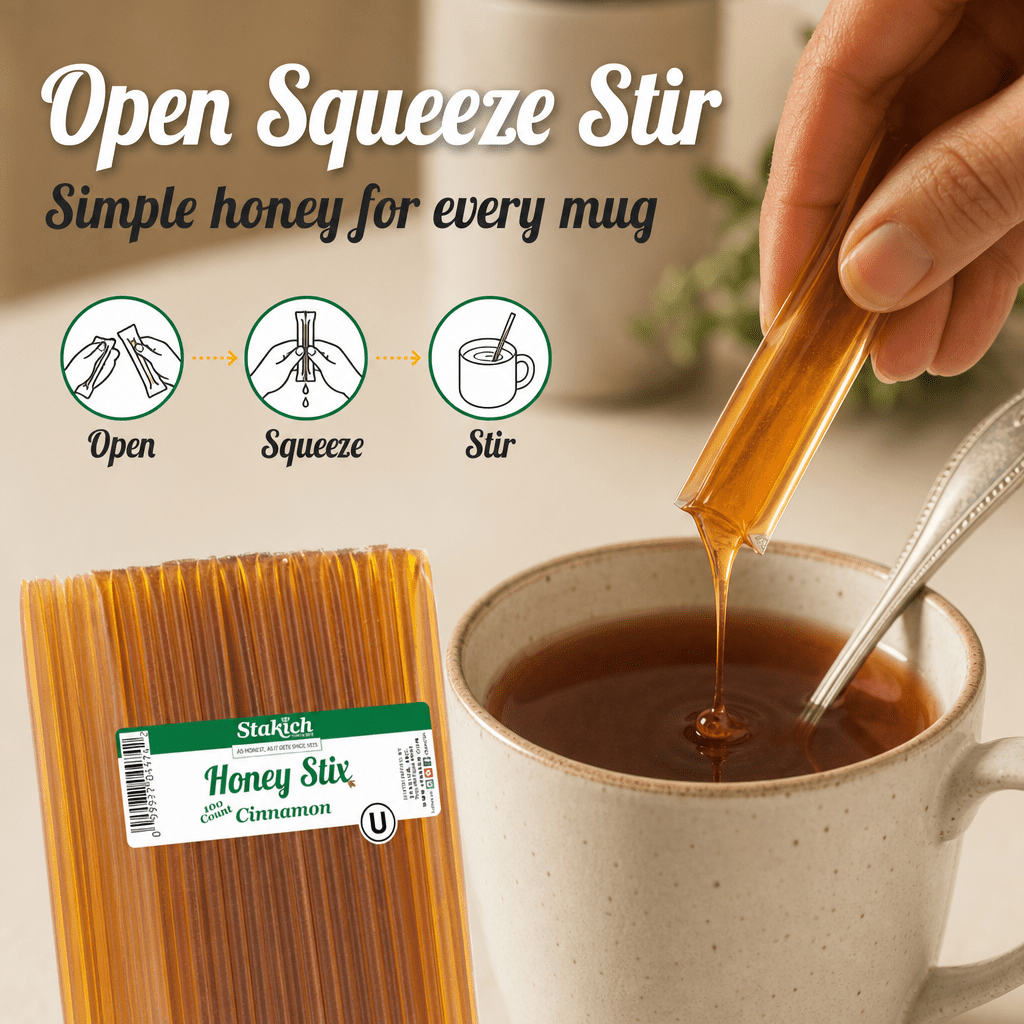 Stakich Cinnamon Grade A Honey Stix - 2 Packs of 100