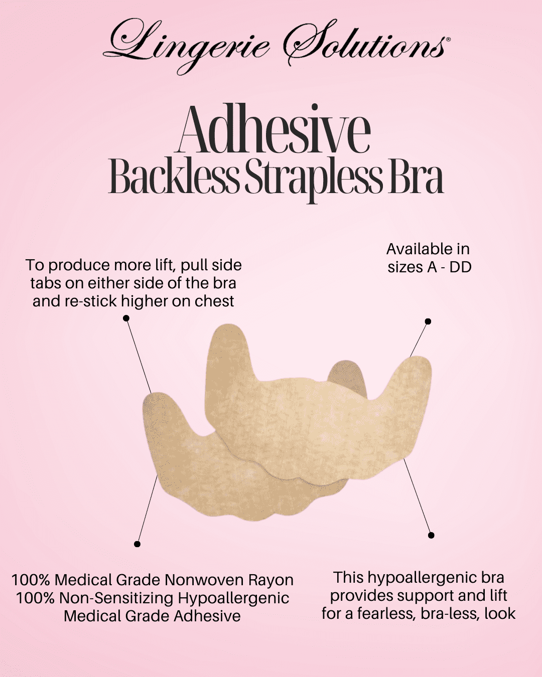 Fashion Forms Women's Disposable Adhesive Backless Strapless Body Bra Nude, 3-Pack