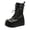 Black, variant on Women's Mid Top B๐๐๐ก๐ ๐ซa๐ผe Up B๐๐๐ก๐ Fashion Punk B๐๐๐ก๐ Platform Booties with Chain Detail, Motorcycle Shoes Wide Round Toe Shoes Fashion Belt Buckle Shoes for Autumn and Winter