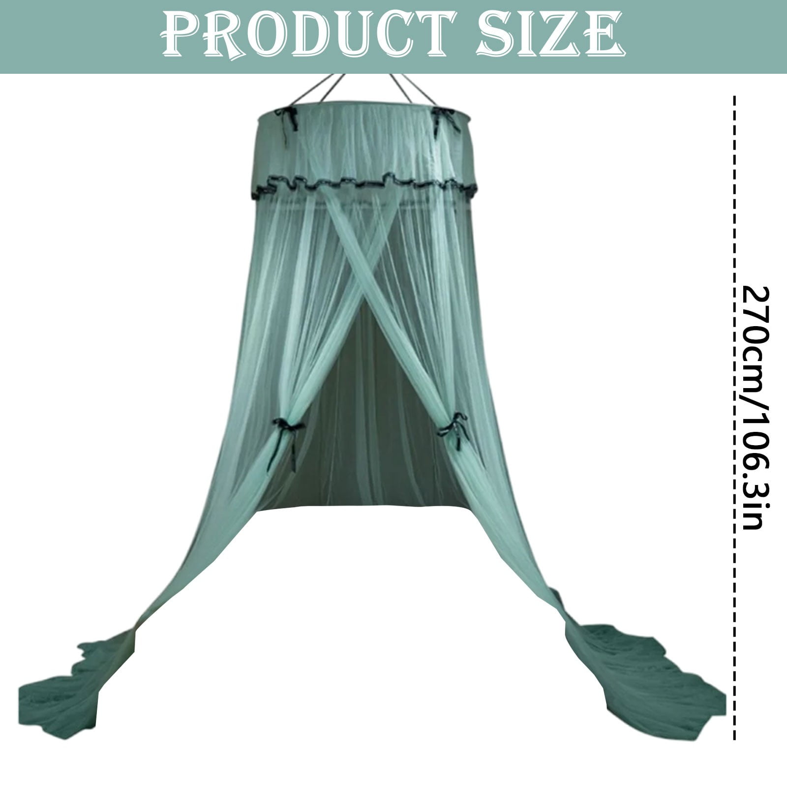 Canopy Mosquito Net Cozival Princess Style Canopy Mosquito Net - High-Density Circular Floor Mounted Bed Curtain with Bow Decor, No Installation Required for Bedroom Decor, Princess Bed Curtain