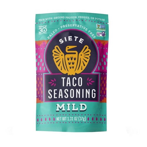 (12 pack) Siete Mild Taco Seasoning, Mixed Spice, 1.31 oz. Packet
