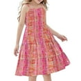 thumbnail image 2 of Nmnitkp Girl Dresses Cute Summer Sundress Boho Strap Casual Sleeveless Tiered Cami Dresses Pink,7 Years, 2 of 7