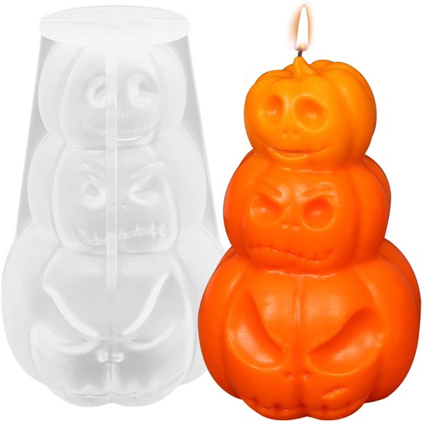Molde de vela de calabaza 3D de la tienda de juguetes WeiHuan, molde de silicona de fundición de resina de Halloween para velas de aromaterapia DIY, cera, yeso, arcilla polimérica, decoración