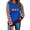 thumbnail image 3 of Christmas Sweatshirts for Women, Letter Print Striped Long Sleeve Crewneck Loose Fit, Fall Holiday Party Graphic Tops S-XXL, 3 of 6