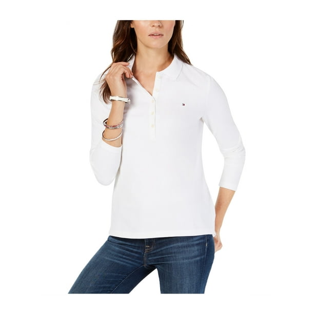 Tommy Hilfiger Womens Five Button Polo Shirt white M Walmart