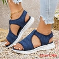 thumbnail image 3 of Womens Wedge Chunky Platform Sandals Firm Knit Upper Memory Foam Shoes Lightweight Summer Athletic Walking Sneakers Blue Size 9, 3 of 6