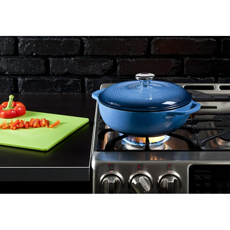 Lodge Cast Iron 3.6 Quart Enameled Cast Iron Casserole in Blue - Dutch Oven  with Lid - Oven Safe - Even Cooking - Stainless Steel Knob and Loop Handles  in the Cooking