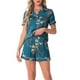 thumbnail image 1 of INSPIRAR CHIC Ropa de descanso para mujeres, pijama de verano con camisa de botones y pantalones cortos, color azul brillante, 1 of 6