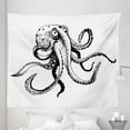 thumbnail image 1 of Octopus Tapestry, Smiling Shy Octopus Posing Restaurant Comic Fun Doodle Art Illustration Print, Fabric Wall Hanging Decor for Bedroom Living Room Dorm, 5 Sizes, Black White, by Ambesonne, 1 of 1
