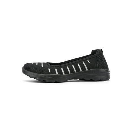 

Eloshman Women Sneakers Non-Slip Flats Slip On Casual Shoes Sports Breathable Comfort Walking Shoe Lightweight Black 8