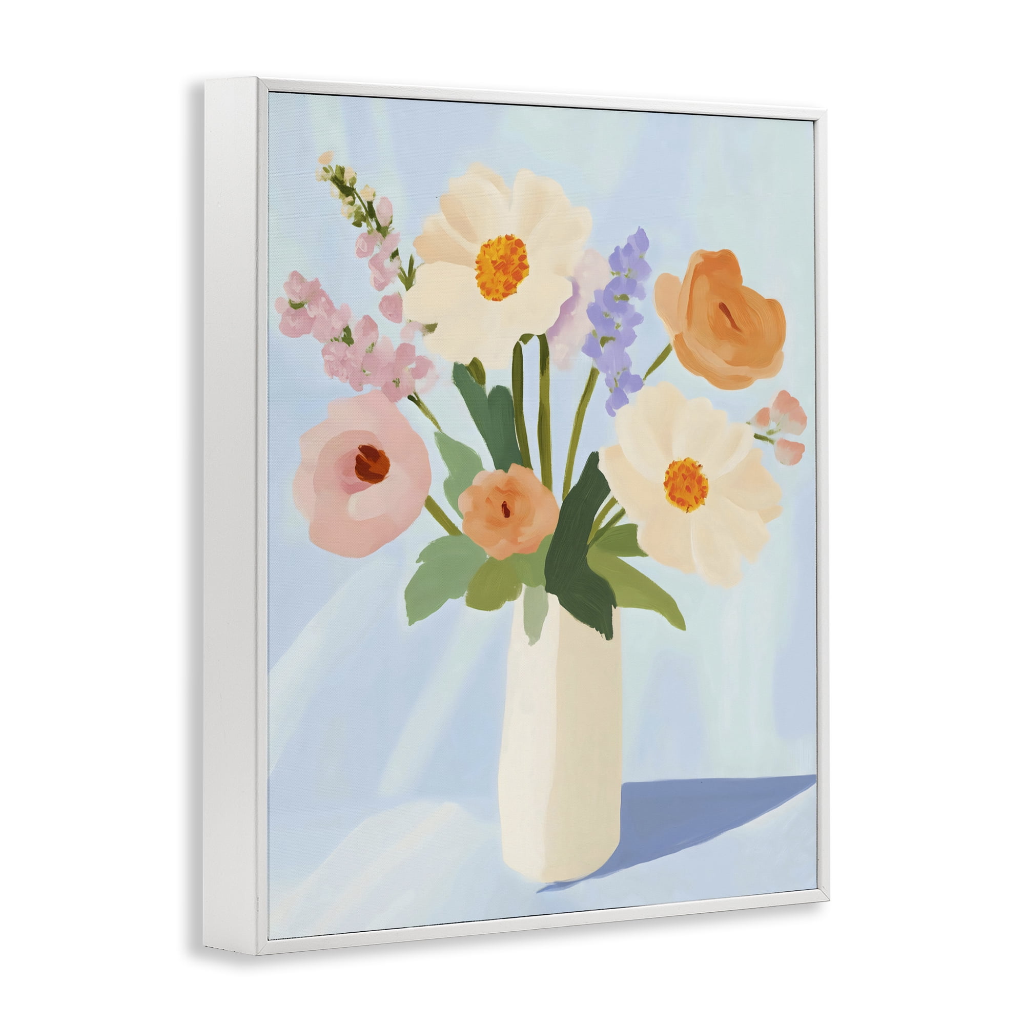 Stupell Industries Floral Bouquet in Sleek White Vase White Framed Giclee Art, design by The Prints Vibe