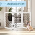 thumbnail image 5 of Freestanding Dog Gate - 3-Panel Foldable Indoor Pet Fence - 55x24-Inch Sturdy Metal and Wood Dog Gate - Pet Barrier for Stairs, Hallways, Doorways, or Small Openings by PETMAKER (White), 5 of 6