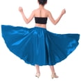 thumbnail image 4 of renvena Kids Girls Satin Spanish Bull Dance Skirt Long Latin Belly Dance Performance Sky Blue 3-4, 4 of 5