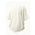 thumbnail image 4 of Men's Oversized T-Shirts Loose Fit Gym Short Sleeves Drop Shoulder Tops Fashion Streetwear Workout Tees Size M-4XL White-C, 4 of 9