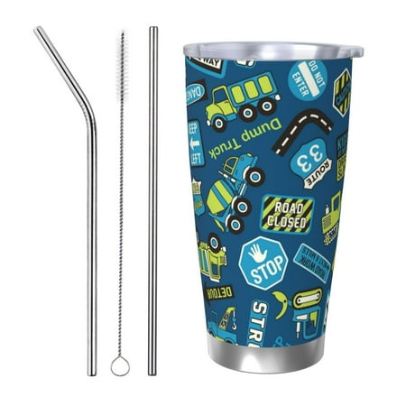 

Tideii Dump Truck for 20OZ Car Cup Stainless Steel Cold and Hot Cup with Lid Suitable for Outdoor and Home Unisex-Straw Three-piece Set