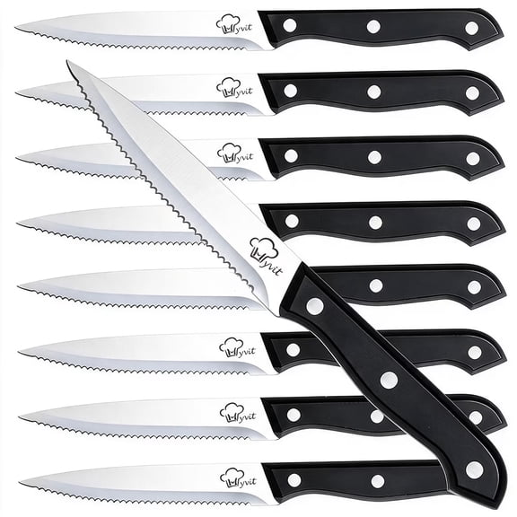 Akatsuki Steak Knives Set of 8 Serrated Kitchen Steak Knife 4.5-inch Stainless Steel Dinner Knife Dishwasher Safe